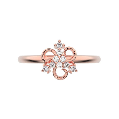 0.0675 ct Round Cut Simulated Clear Diamond dainty Minimalist star cluster halo pyramid petal 14K / 18K Solid Rose Gold everyday ring