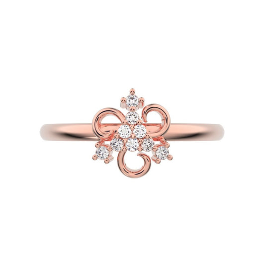 0.0675 ct Round Cut Moissanite dainty Minimalist star cluster halo pyramid petal 14K / 18K Solid Rose Gold everyday ring