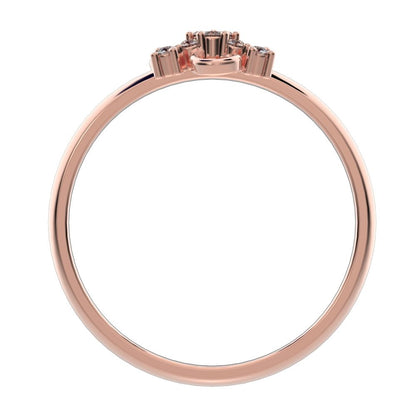 0.0675 ct Round Cut Simulated Clear Diamond dainty Minimalist star cluster halo pyramid petal 14K / 18K Solid Rose Gold everyday ring