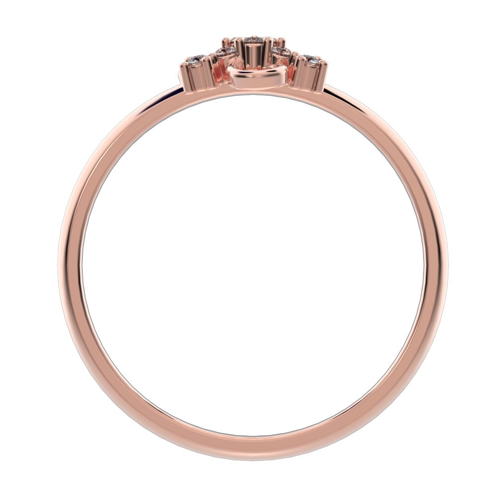 0.0675 ct Round Cut Moissanite dainty Minimalist star cluster halo pyramid petal 14K / 18K Solid Rose Gold everyday ring