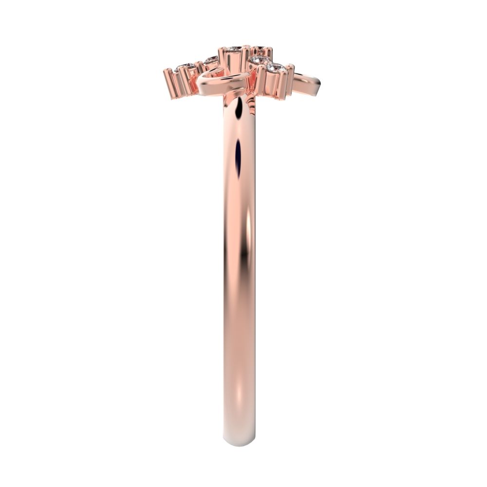0.0675 ct Round Cut Moissanite dainty Minimalist star cluster halo pyramid petal 14K / 18K Solid Rose Gold everyday ring