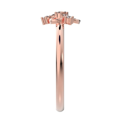 0.0675 ct Round Cut Moissanite dainty Minimalist star cluster halo pyramid petal 14K / 18K Solid Rose Gold everyday ring