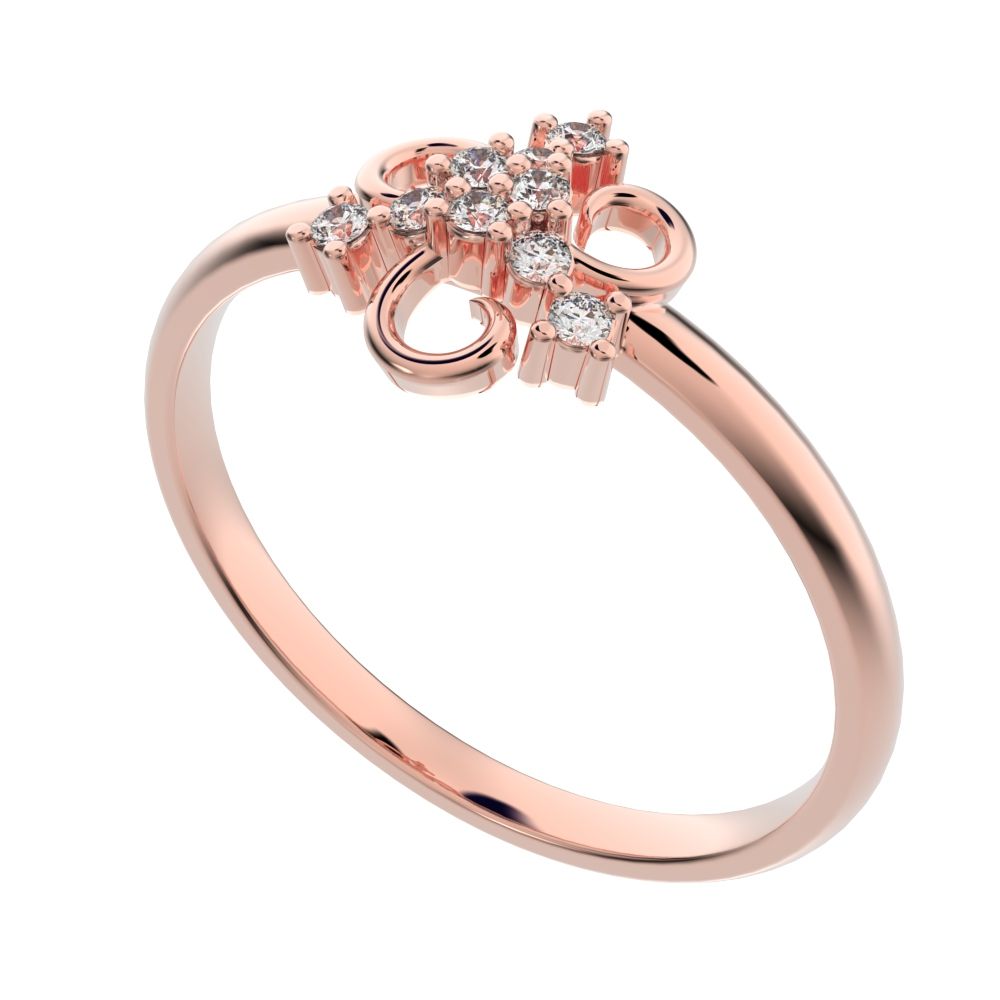 0.0675 ct Round Cut Moissanite dainty Minimalist star cluster halo pyramid petal 14K / 18K Solid Rose Gold everyday ring