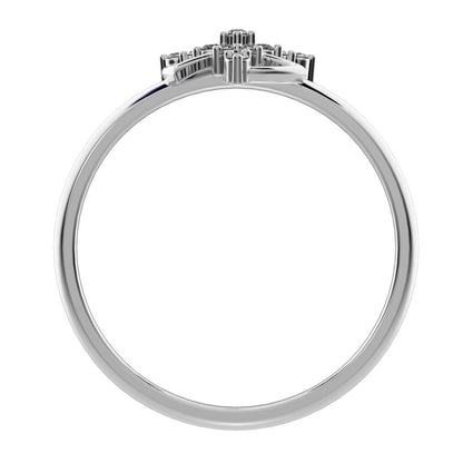 0.0975 ct Round Cut Simulated Clear Diamond dainty Minimalist star cluster halo floral light 14K / 18K Solid White Gold everyday ring