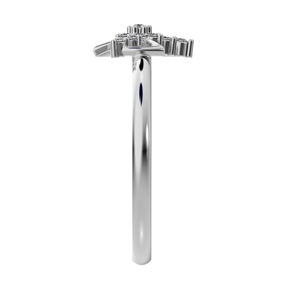 0.0975 ct Round Cut Simulated Clear Diamond dainty Minimalist star cluster halo floral light 14K / 18K Solid White Gold everyday ring