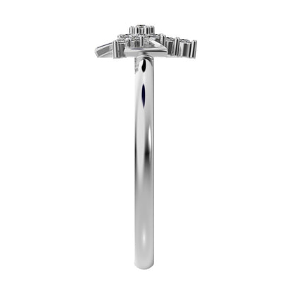 0.0975 ct Round Cut Simulated Clear Diamond dainty Minimalist star cluster halo floral light 14K / 18K Solid White Gold everyday ring