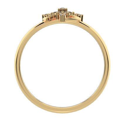 0.0975 ct Round Cut Simulated Clear Diamond dainty Minimalist star cluster halo floral light 14K / 18K Solid Yellow Gold everyday ring
