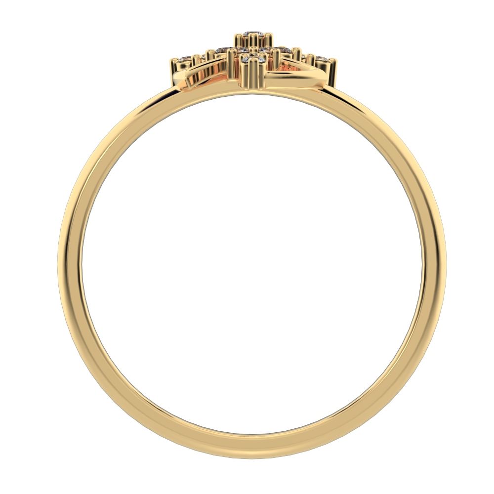 0.0975 ct Round Cut Moissanite dainty Minimalist star cluster halo floral light 14K / 18K Solid Yellow Gold everyday ring