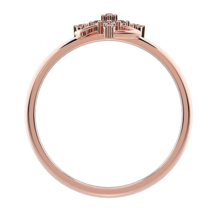 0.0975 ct Round Cut Simulated Clear Diamond dainty Minimalist star cluster halo floral light 14K / 18K Solid Rose Gold everyday ring