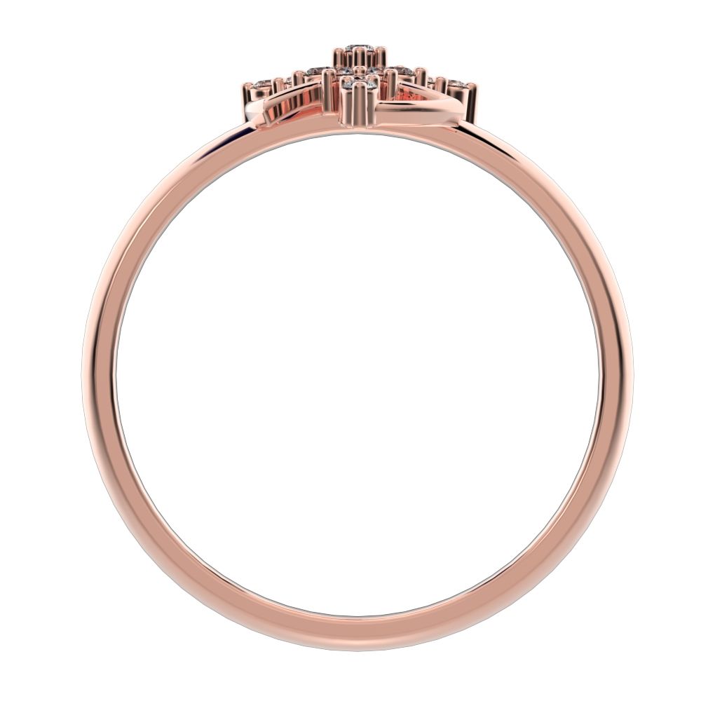0.0975 ct Round Cut Moissanite dainty Minimalist star cluster halo floral light 14K / 18K Solid Rose Gold everyday ring