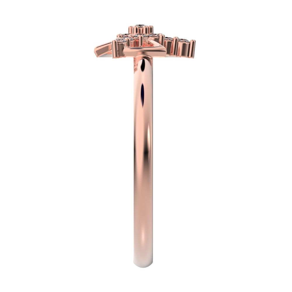 0.0975 ct Round Cut Moissanite dainty Minimalist star cluster halo floral light 14K / 18K Solid Rose Gold everyday ring
