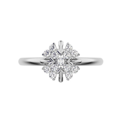 0.13 ct Round Cut Simulated Clear Diamond dainty Minimalist star cluster halo floral heart 14K / 18K Solid White Gold everyday ring