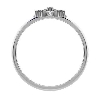 0.13 ct Round Cut Simulated Clear Diamond dainty Minimalist star cluster halo floral heart 14K / 18K Solid White Gold everyday ring