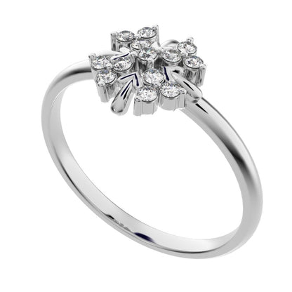 0.13 ct Round Cut Simulated Clear Diamond dainty Minimalist star cluster halo floral heart 14K / 18K Solid White Gold everyday ring