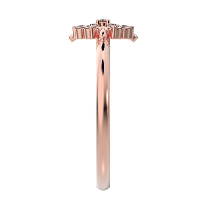 0.13 ct Round Cut Simulated Clear Diamond dainty Minimalist star cluster halo floral heart 14K / 18K Solid Rose Gold everyday ring