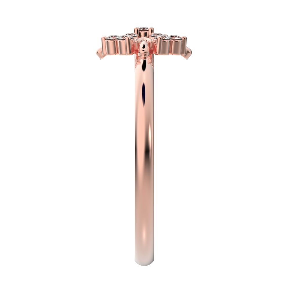 0.13 ct Round Cut Moissanite dainty Minimalist star cluster halo floral heart 14K / 18K Solid Rose Gold everyday ring