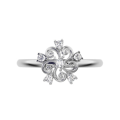 0.06 ct Round Cut Moissanite dainty Minimalist star cluster halo floral petal 14K / 18K Solid White Gold everyday ring