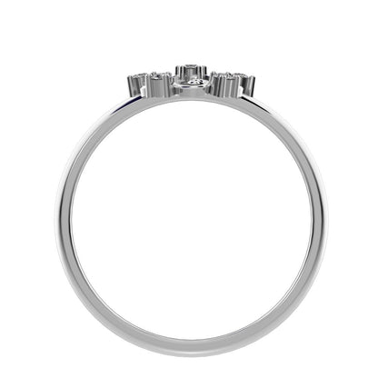 0.06 ct Round Cut Simulated Clear Diamond dainty Minimalist star cluster halo floral petal 14K / 18K Solid White Gold everyday ring