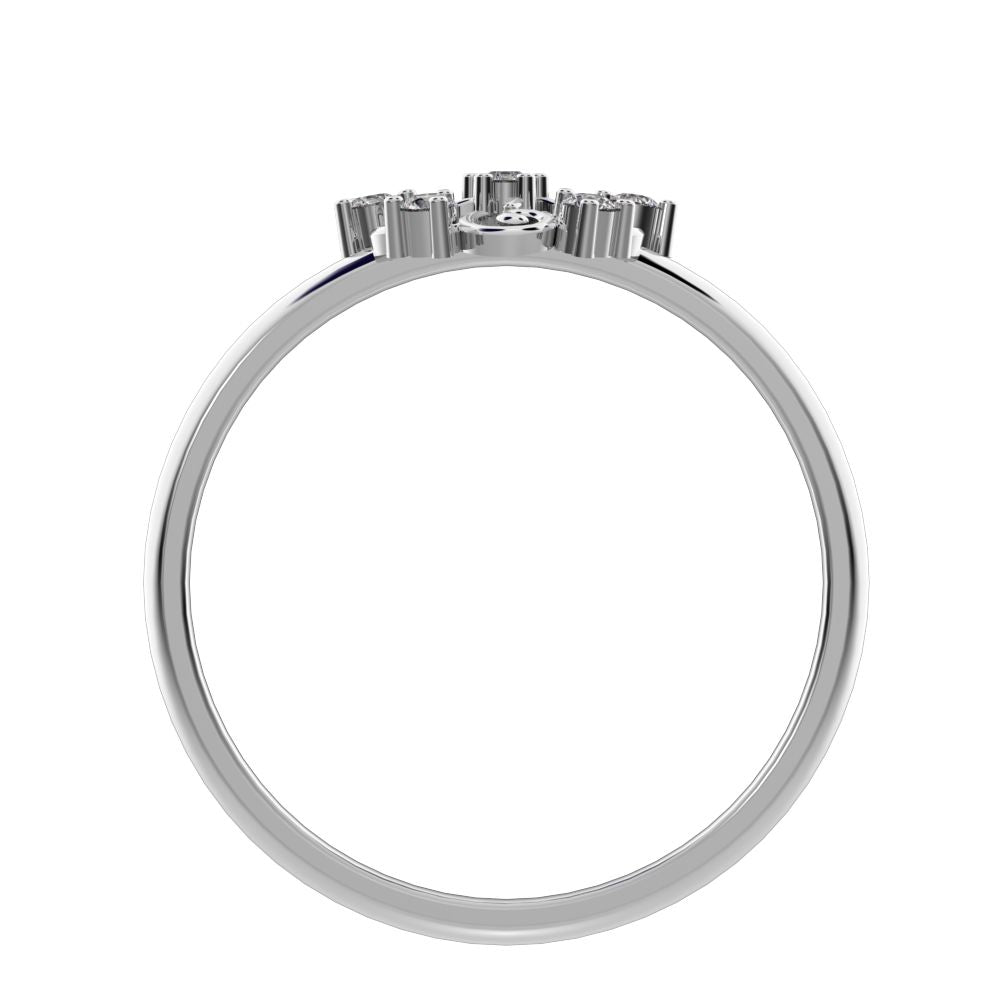 0.06 ct Round Cut Moissanite dainty Minimalist star cluster halo floral petal 14K / 18K Solid White Gold everyday ring