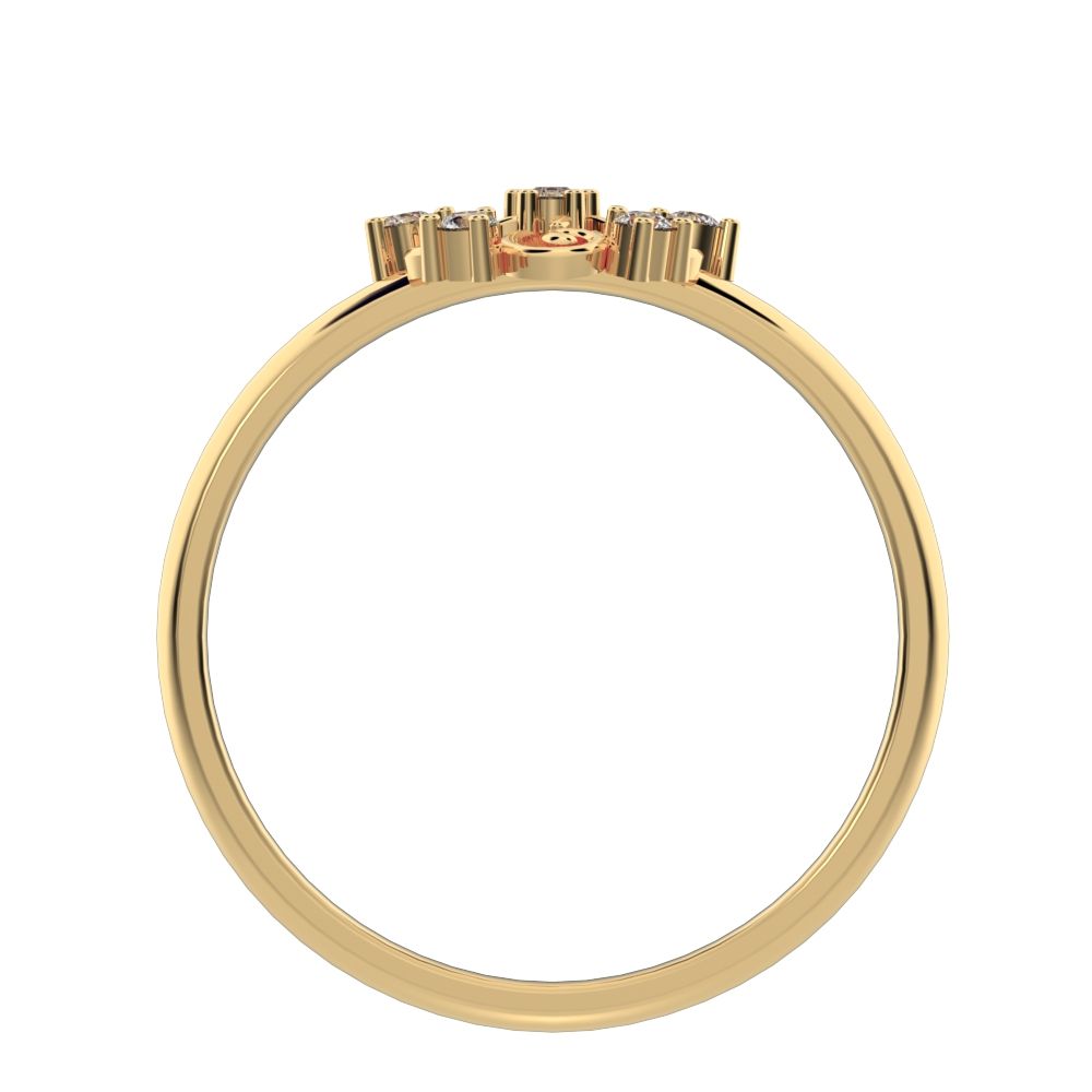 0.06 ct Round Cut Moissanite dainty Minimalist star cluster halo floral petal 14K / 18K Solid Yellow Gold everyday ring