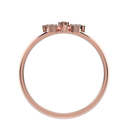 0.06 ct Round Cut Moissanite dainty Minimalist star cluster halo floral petal 14K / 18K Solid Rose Gold everyday ring