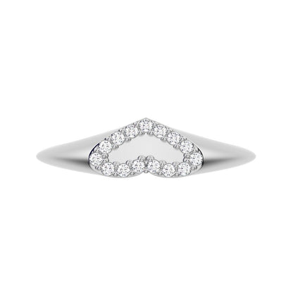 0.075 ct Round Cut Simulated Clear Diamond dainty Minimalist signet cluster heart 14K / 18K Solid White Gold everyday ring