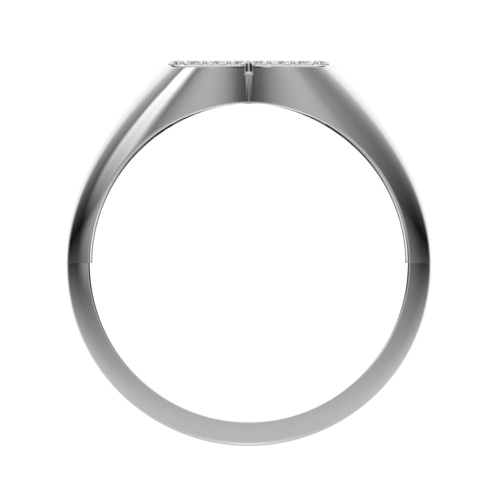 0.075 ct Round Cut Simulated Clear Diamond dainty Minimalist signet cluster heart 14K / 18K Solid White Gold everyday ring