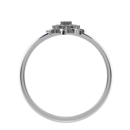 0.08 ct Round Cut Simulated Clear Diamond dainty Minimalist star cluster halo floral light 14K / 18K Solid White Gold everyday ring