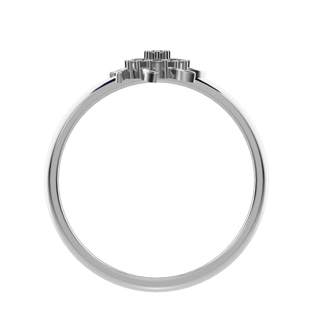 0.08 ct Round Cut Moissanite dainty Minimalist star cluster halo floral light 14K / 18K Solid White Gold everyday ring