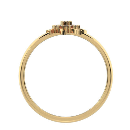 0.08 ct Round Cut Simulated Clear Diamond dainty Minimalist star cluster halo floral light 14K / 18K Solid Yellow Gold everyday ring