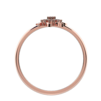 0.08 ct Round Cut Simulated Clear Diamond dainty Minimalist star cluster halo floral light 14K / 18K Solid Rose Gold everyday ring