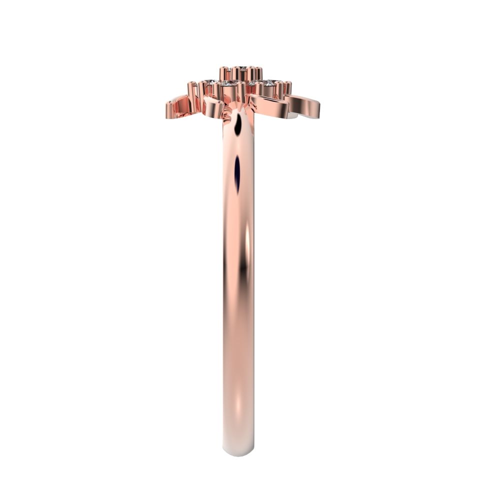 0.08 ct Round Cut Simulated Clear Diamond dainty Minimalist star cluster halo floral light 14K / 18K Solid Rose Gold everyday ring
