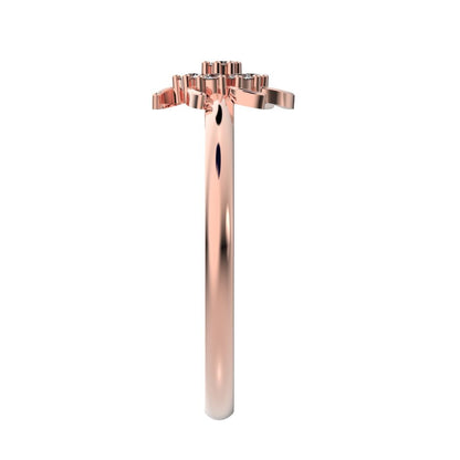 0.08 ct Round Cut Simulated Clear Diamond dainty Minimalist star cluster halo floral light 14K / 18K Solid Rose Gold everyday ring