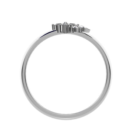 0.045 ct Round Cut Simulated Clear Diamond dainty Minimalist star cluster halo floral spiral knot 14K / 18K Solid White Gold everyday ring