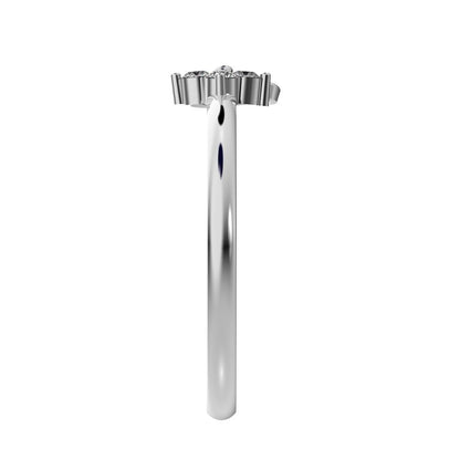 0.045 ct Round Cut Simulated Clear Diamond dainty Minimalist star cluster halo floral spiral knot 14K / 18K Solid White Gold everyday ring