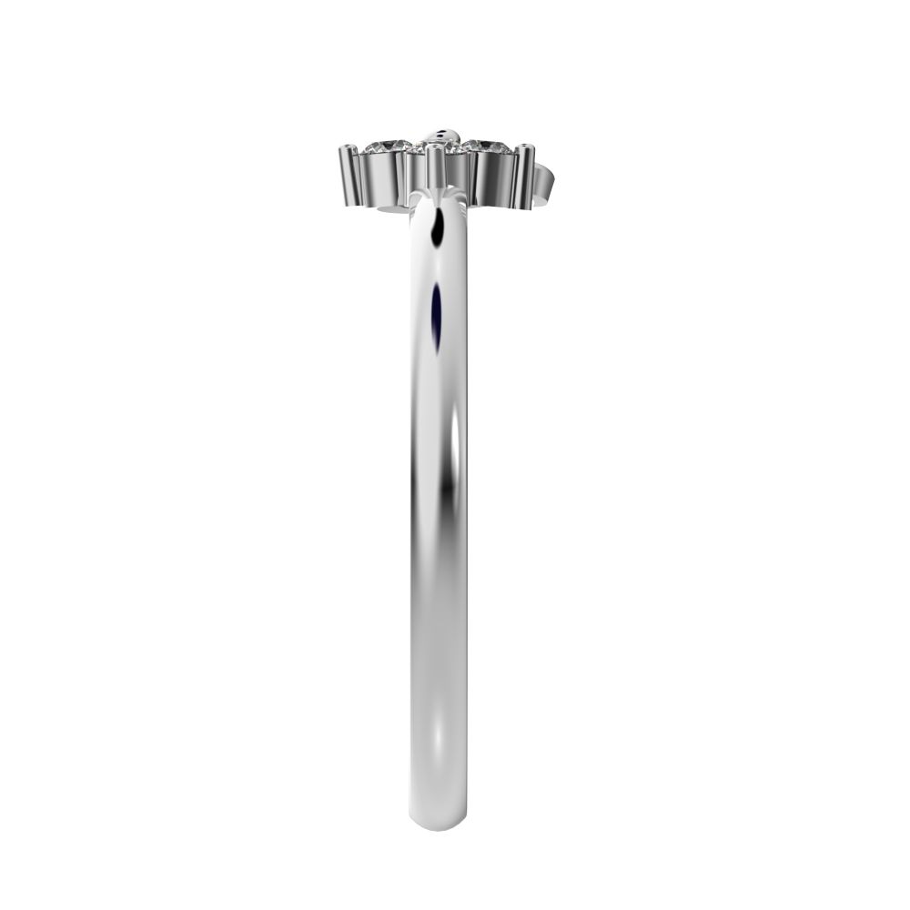 0.045 ct Round Cut Moissanite dainty Minimalist star cluster halo floral spiral knot 14K / 18K Solid White Gold everyday ring