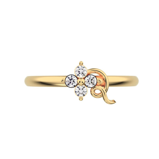0.045 ct Round Cut Simulated Clear Diamond dainty Minimalist star cluster halo floral spiral knot 14K / 18K Solid Yellow Gold everyday ring
