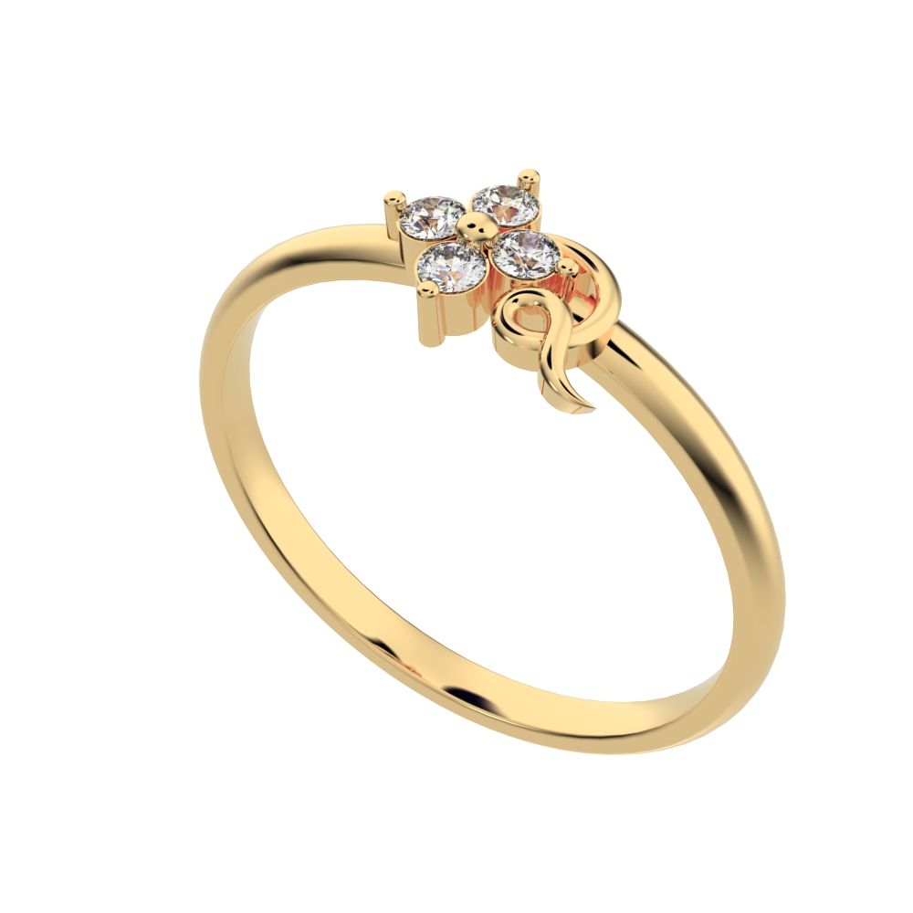 0.045 ct Round Cut Moissanite dainty Minimalist star cluster halo floral spiral knot 14K / 18K Solid Yellow Gold everyday ring