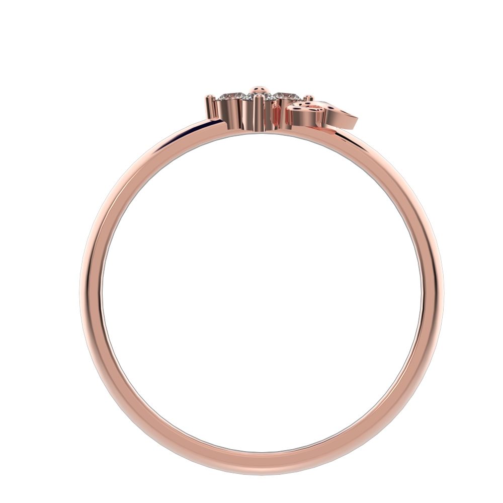 0.045 ct Round Cut Moissanite dainty Minimalist star cluster halo floral spiral knot 14K / 18K Solid Rose Gold everyday ring