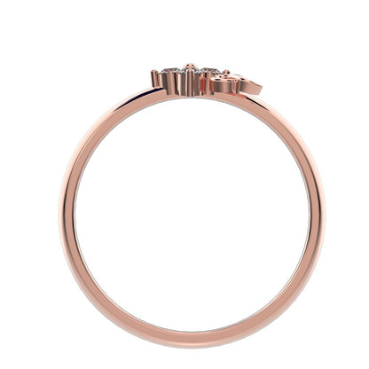 0.045 ct Round Cut Moissanite dainty Minimalist star cluster halo floral spiral knot 14K / 18K Solid Rose Gold everyday ring