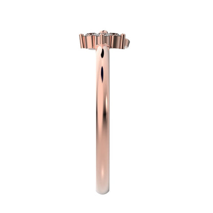 0.045 ct Round Cut Simulated Clear Diamond dainty Minimalist star cluster halo floral spiral knot 14K / 18K Solid Rose Gold everyday ring