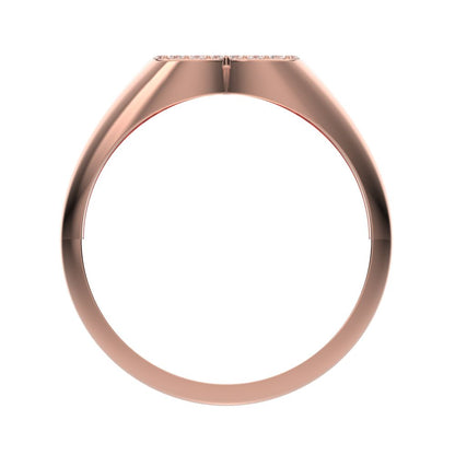 0.075 ct Round Cut Simulated Clear Diamond dainty Minimalist signet cluster heart 14K / 18K Solid Rose Gold everyday ring