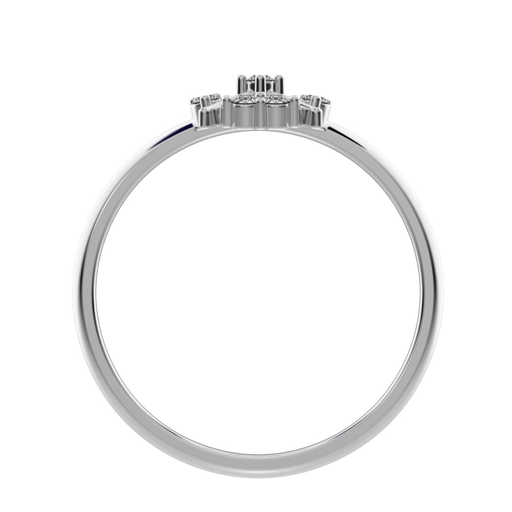 0.09 ct Round Cut Simulated Clear Diamond dainty Minimalist star cluster halo criss cross circle 14K / 18K Solid White Gold everyday ring
