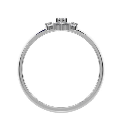 0.09 ct Round Cut Simulated Clear Diamond dainty Minimalist star cluster halo criss cross circle 14K / 18K Solid White Gold everyday ring