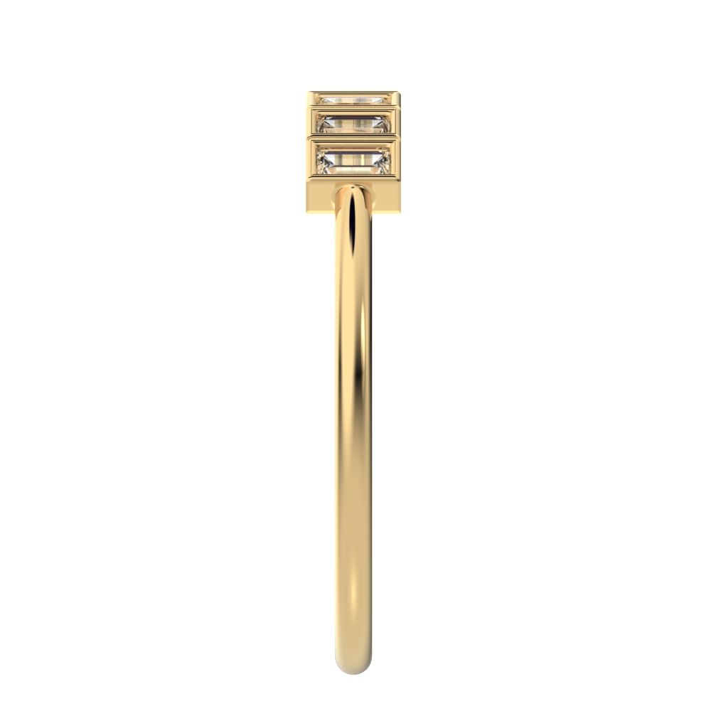 0.35Ct Baguette Cut Simulated Clear Diamond Stackable Minimalist bezel Half Eternity 14K / 18K Solid Yellow Gold everyday wedding band