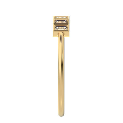 0.35Ct Baguette Cut Simulated Clear Diamond Stackable Minimalist bezel Half Eternity 14K / 18K Solid Yellow Gold everyday wedding band