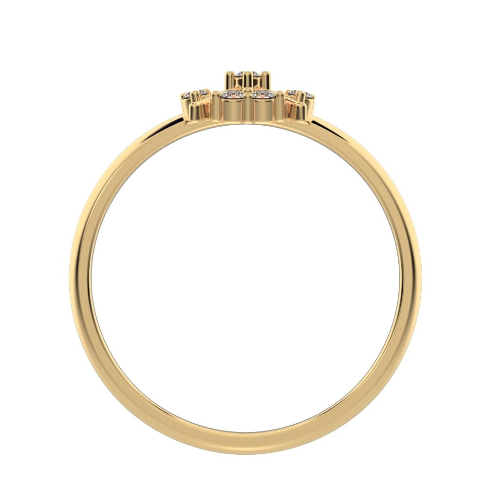 0.09 ct Round Cut Simulated Clear Diamond dainty Minimalist star cluster halo criss cross circle 14K / 18K Solid Yellow Gold everyday ring