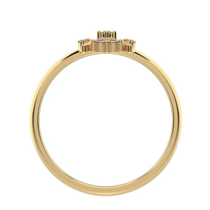 0.09 ct Round Cut Simulated Clear Diamond dainty Minimalist star cluster halo criss cross circle 14K / 18K Solid Yellow Gold everyday ring