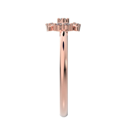 0.09 ct Round Cut Simulated Clear Diamond dainty Minimalist star cluster halo criss cross circle 14K / 18K Solid Rose Gold everyday ring