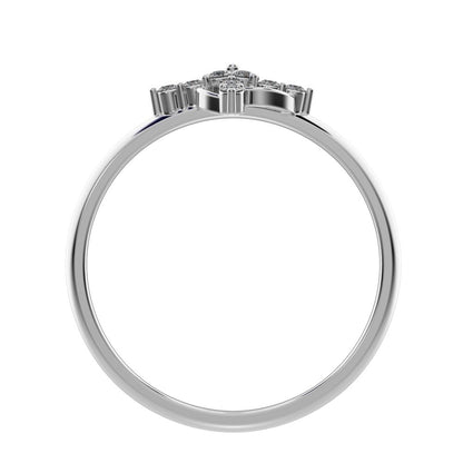 0.12 ct Round Cut Simulated Clear Diamond dainty Minimalist star cluster halo floral circle light 14K / 18K Solid White Gold everyday ring